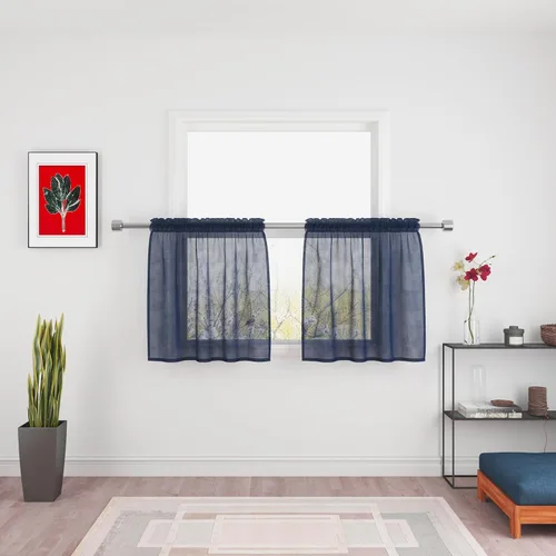 Vista 61 de UPOPO Paneles de Cortina Beige Pequeños Cortinas Transparentes de Gasa de 16 Pulgadas de Largo Cortinas de Cocina de Voile con Textura de Lino