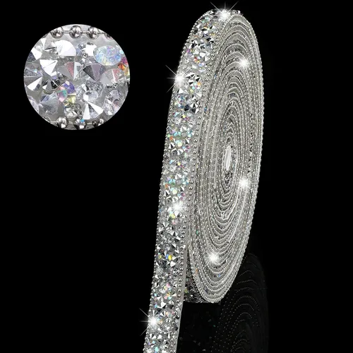 Vista 13 de Hicarer 3 yardas de cintas de diamantes de imitación de resina para boda, cinta autoadhesiva de diamantes de cristal, rollo de cinta de resina