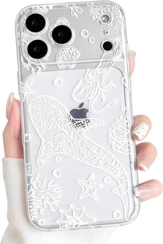 Vista 124 de NITITOP Funda para iPhone 13 Clear Sea Animal - Pez negro Pescado Negro