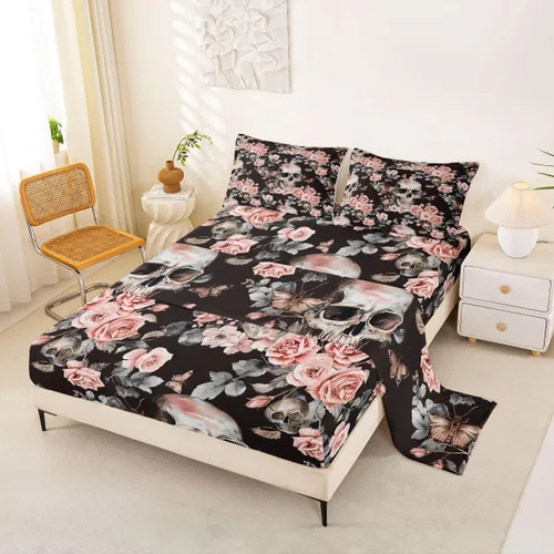 Vista 19 de Feelyou Cat Bed Sheets Set Twin Size Halloween Themed Bed Set Trick or Treat Deep Pocket Fitted Sheet Scaredy Cat Breathable Soft Lightweight