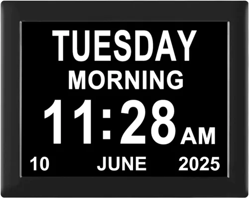 Vista 10 de Jaihonda Reloj de demencia para personas mayores Reloj digital con fecha y hora para ancianos - 15 alarmas Nivel 5 de brillo Pantalla de números