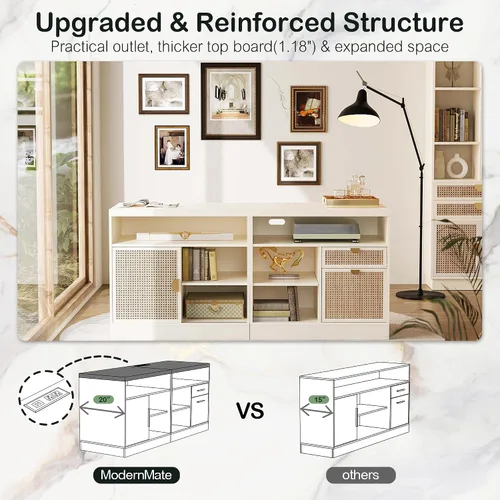 Vista 6 de ModernMate Archivador lateral de 2 cajones, archivador de madera de 63 pulgadas para oficina en casa con cerradura, estantes de almacenamiento