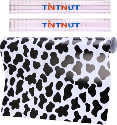 Vista 9 de Tintnut Rollo de vinilo permanente de piel de vaca, 12 pulgadas x 5 pies, vinilo adhesivo con estampado de vaca, vinilo con estampado de animales