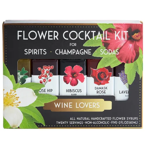 Vista 6 de Floral Elixir Co. - Kit de cóctel de jarabe de flores totalmente naturales - Set de regalo - Surtido de 5 elixires (2 onzas) (amantes de las ginebra)
