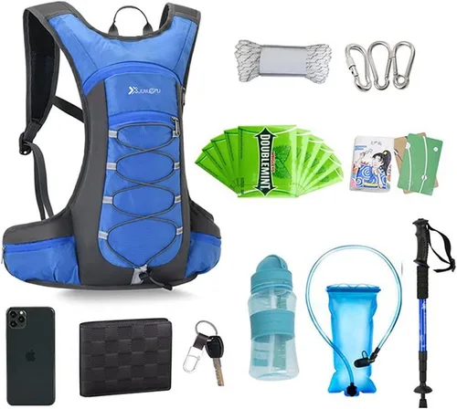 Vista 5 de Croogo Mochila de hidratación para correr con vejiga de agua de 2 litros, ligera, para ciclismo, para hombres y mujeres, color rojo OT05