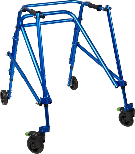 Vista 9 de Klip - Caminador con ruedas posteriores, ligero, 4 ruedas, andador posterior ligero para niños pequeños, niños, adolescentes con necesidades Azul