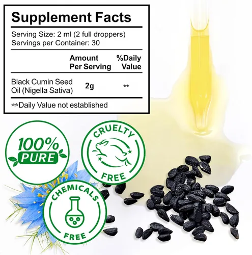 Vista 9 de Aceite de semilla negra – Aceite de semilla negra 100% virgen prensado en frío de alta calidad, antioxidante Omega 3 6 9, refuerzo inmunológico