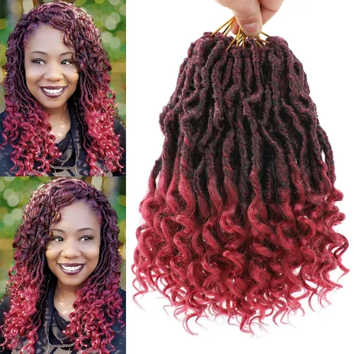 Vista 39 de Leeven 7 Paquetes Cabello Crochet Faux Locs con Puntas Rizadas 10 Pulgadas Pre-enrollado Goddess Locs Trenzas Crochet Cabello 84 Hebras Negro