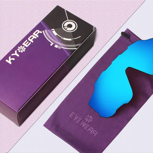 Vista 7 de Lentes de repuesto polarizadas antidecoloración antideslumbrantes de 0.472 in para gafas de sol Oakley Jawbreaker, Azul océano y rojo fuego