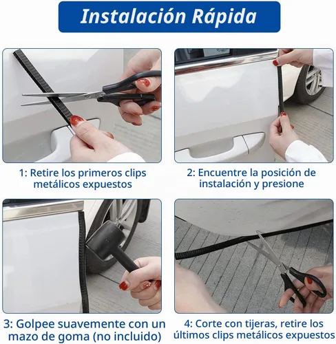 Vista 3 de Protectores de borde de puerta de automóvil de 33 pies, protector de borde de puerta de ajuste universal negro, moldura de goma en forma de U