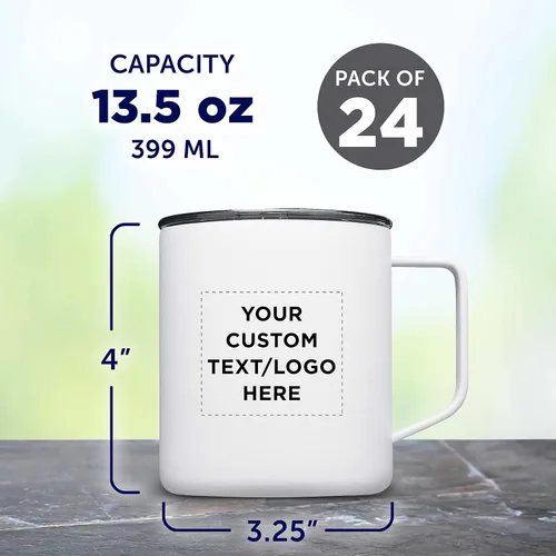 Vista 5 de Kenai - Tazas de viaje personalizadas con recubrimiento en polvo, 13.5 onzas, juego de 24, paquete personalizado a granel, doble pared, perfectas