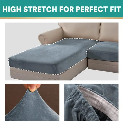 Vista 57 de OKYUK Fundas para sofá modular, 3 piezas, fundas de cojín de terciopelo para sofá, en forma de L, funda de cojín separado para sofá, protector