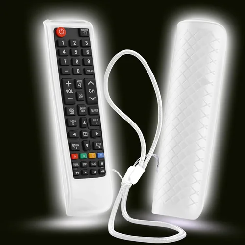 Vista 11 de Funda para control remoto Samsung TV, funda para control remoto Samsung para Smart TV, funda de silicona de repuesto universal con cordón que brilla