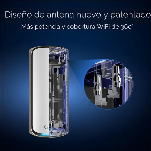 Vista 7 de Netgear Orbi Serie 970 Sistema de Red Mallada WiFi de Cuatro Bandas (RBE972S) - Rúter + 1 Extensor Satélite, Características de Seguridad, 27 Gbps