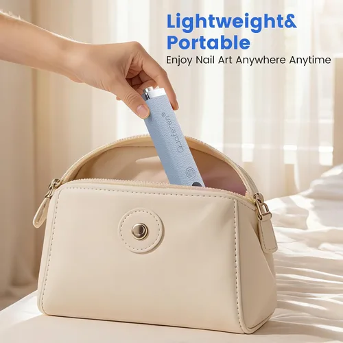 Vista 9 de Quaferen Mini luz UV de mano para uñas de gel con soporte, lámpara de uñas recargable de curación flash con sensor automático, imán de ojo de gato