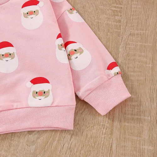 Vista 5 de Gueuusu Conjunto de sudadera de Papá Noel de manga larga para bebés, niñas y niños, ropa de otoño e invierno