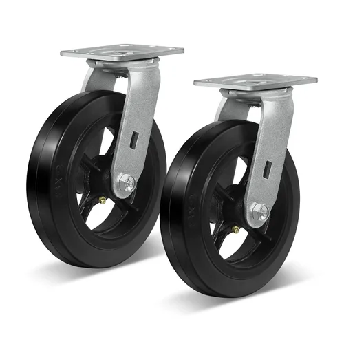 Vista 19 de Ruedas resistentes de 4 pulgadas, ruedas industriales de placa con rueda de goma, utilizadas para carrito de herramientas, plataforma, camión