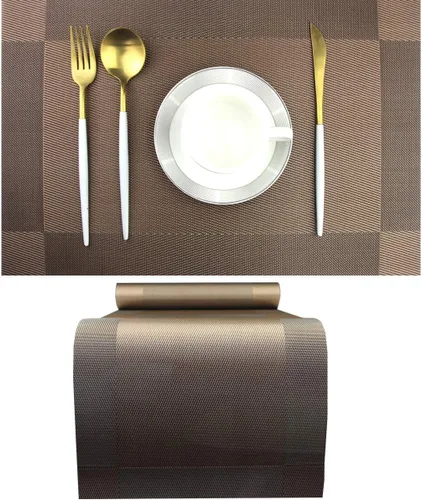 Vista 15 de PIGCHCY Juego de 4 manteles individuales en forma de cuña para mesa de comedor, tejido cruzado, lavables, resistentes al calor, manteles Bambúes