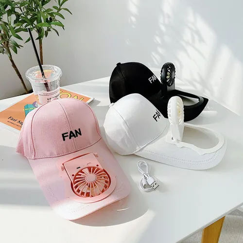 Vista 6 de CTCK Winning Fan Hat-Hat - Sombrero para hombre y mujer con ventilador integrado con carga solar USB, sombreros de sol para mujer Negro