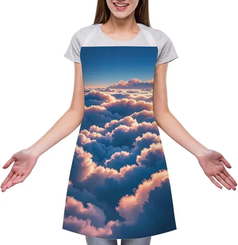Vista 3 de MUSM Apron for Adults - 27.6 X 31.5 Inch, Heavy-Duty Polyester Aprons with Two Large Pockets, Waterproof On Top of The Cloud Kitchen Apron for