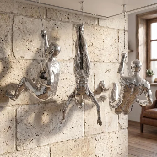 Vista 6 de GUTE Juego de 3 esculturas artísticas de pared para hombres y hombres que escalan (juego de 3) – Regalo perfecto para decoración del hogar, arte