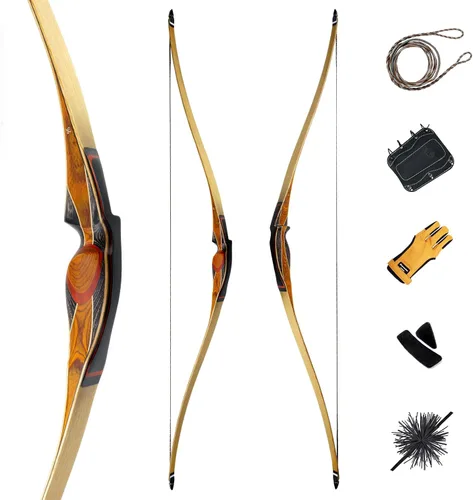 Vista 9 de Deerseeker Tiro con Arco 64" Reflex Deflex Híbrido de Una Pieza Arco Largo Tradicional con Miembros de Bambú Laminado y Fibra de Vidrio Transparente