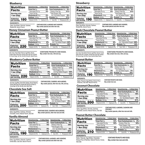 Vista 2 de RXBAR Barras de proteínas, 0.44 onzas de proteína, aperitivos sin gluten, paquete variado de 10 sabores (10 barras)