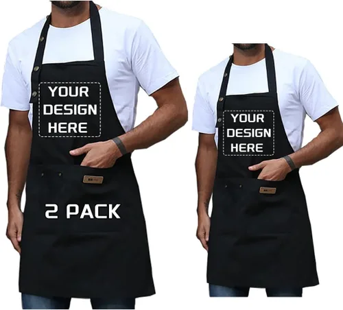 Vista 10 de BeautyWill Delantal personalizado personalizado para hombres y mujeres, delantal de cocina personalizado con bolsillos, nombre, texto, logotipo
