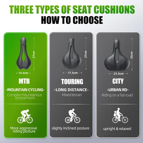Vista 6 de RBRL Asiento de bicicleta – Cómodo cojín de asiento de bicicleta de espuma con memoria profesional con doble absorción de impactos, silla