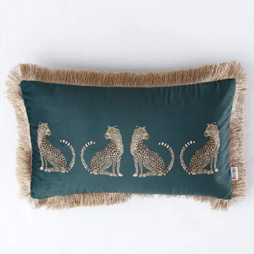 Vista 7 de vctops - Funda de cojín cuadrada con estampado de leopardo, super suave, de terciopelo, con diseño de animales, con borlas, funda decorativa