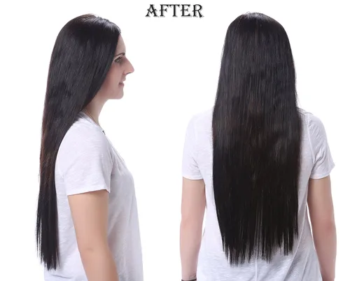 Vista 6 de Onedor Extensiones de cabello sintético liso con clip de 24 pulgadas. 7 piezas individuales para múltiples estilos.4.94 oz (1001#-blanco)