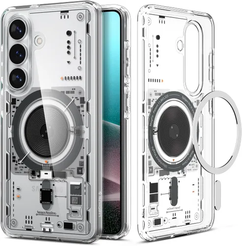 Vista 21 de Spigen Ultra Hybrid Metal Ring MagFit Diseñado para Funda Galaxy S24 Ultra (2024) [Protección de Grado Militar] Compatible con MagSafe - Blanco
