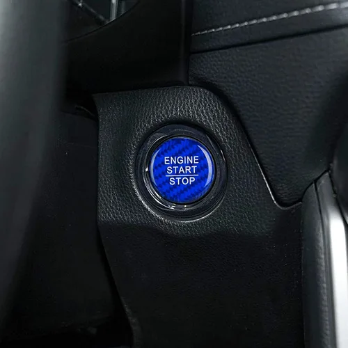 Vista 5 de ramuel - Cubierta del botón de arranque del motor para Toyota 86 RAV4 (azul) for Camry Avalon Highlander Corolla Alphard CHR Sienna ,Carbon