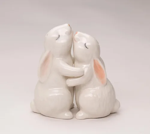 Vista 9 de Cosmos Gifts 21011 Hugging Rabbits Salero y pimentero Blanco