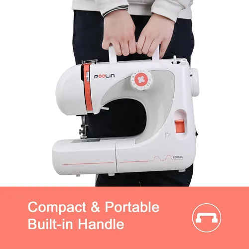 Vista 9 de POOLIN Máquina de coser básica para niños: 27 aplicaciones de puntada con múltiples accesorios, incluye tutoriales en video, guía rápida y manual