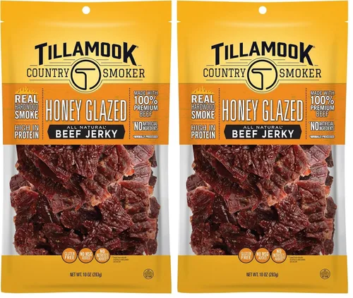 Vista 7 de Tillamook Country Smoker Carne Seca de Res Ahumada con Madera Dura Real, Glaseada con Miel, 10 Onzas