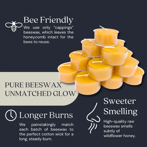 Vista 9 de Bluecorn Beeswax, velas 100 % cera de abeja, color marfil 100% Pure Natural Bees Wax, Unscented, Paraffin & Soy Free, 5 Hour Burn Time, Made in