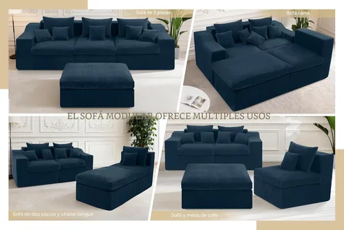 Vista 5 de Sofá modular modular de 101 pulgadas con otomana, sofás grandes y cómodos de nube, sofá modular de 4 asientos en forma de L, sofás seccionales