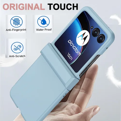 Vista 3 de Ninki Funda protectora de bisagra delgada compatible para Motorola Razr 50 2024, para Moto Razr 50, color azul