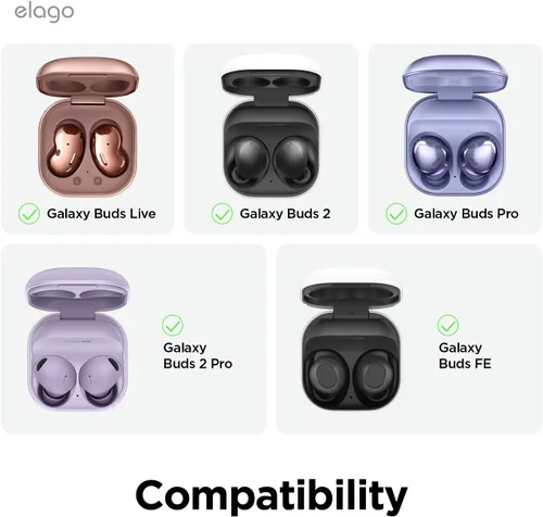 Vista 2 de elago Funda Armor para Samsung Galaxy Buds (FE, 2, 2 Pro, Pro, Live) (negro)