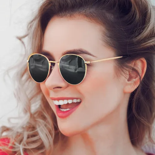 Vista 2 de Round Sunglasses Women Men - Trendy Small Circle Polarized Sun Glasses UV Protection
