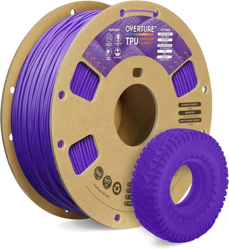 Vista 23 de OVERTURE - Filamento de TPU de 1/16 pulgadas, rollo flexible de poliuretano termoplástico, impresora 3D suave, 95A, carrete de 2.2 libras, precisión