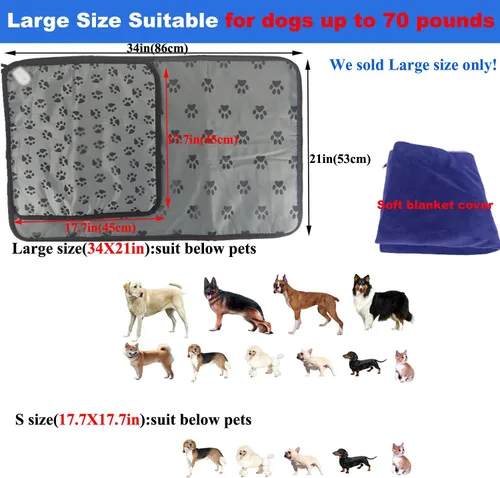 Vista 2 de Almohadilla térmica para mascotas para perros y gatos grandes, cama térmica impermeable de 34 x 21 pulgadas con cable resistente a