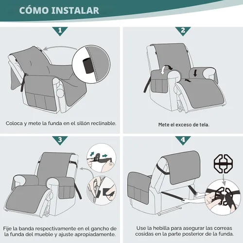 Vista 7 de Ruaozz Funda para Silla Reclinable 100% Impermeable Antideslizante Funda Reclinable para Silla Reclinable Funda de Asiento de Silla Lavable con Beige