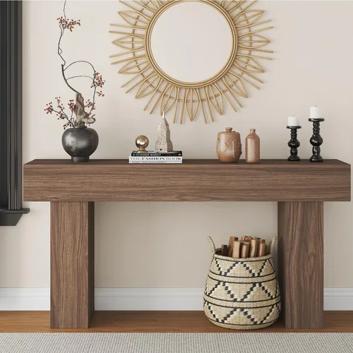 Vista 7 de knoworld - Mesa de consola de 63 pulgadas de largo para entrada, mesa de sofá rectangular de madera estilo granja detrás del sofá, mesa estrecha