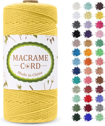Vista 24 de Cordón de macramé de 0.079 pulgadas, hilo de cuerda de macramé de color de 0.07 pulgadas x 219 yardas, cuerda de algodón natural, 3 hebras para Aqua
