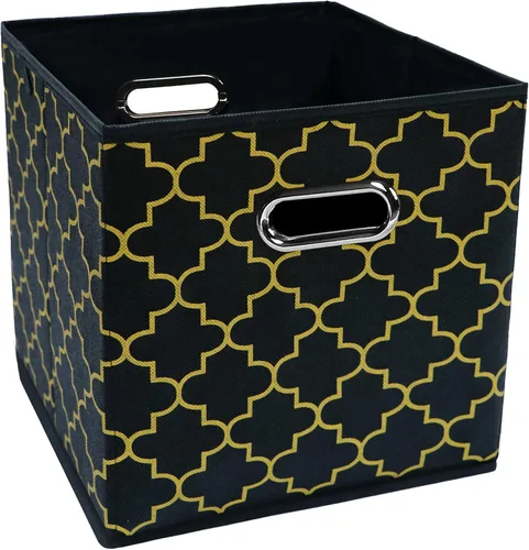 Vista 37 de Cubos de almacenamiento plegables negros, caja de almacenamiento de tela, cestas organizadoras con asas dobles para organizador del hogar (negro)