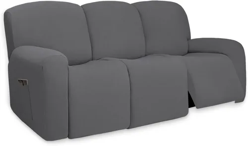 Vista 28 de PureFit Funda súper elástica para sofá reclinable con bolsillo, funda de sofá suave y antideslizante de elastano, lavable, protector de muebles