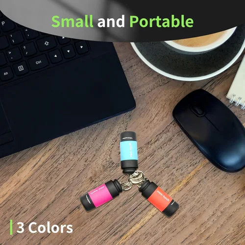 Vista 2 de UCEC Mini linterna de llavero, linterna de viaje USB linterna recargable colorida linterna LED de bolsillo de alta potencia, 3