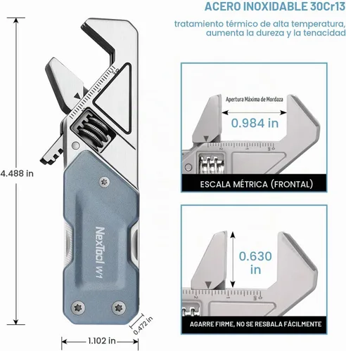 Vista 2 de NexTool Llave ajustable W1 Multiherramienta, herramienta de destornillador